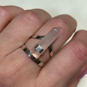 Sterling Silver Rose Quartz Crystal Ring